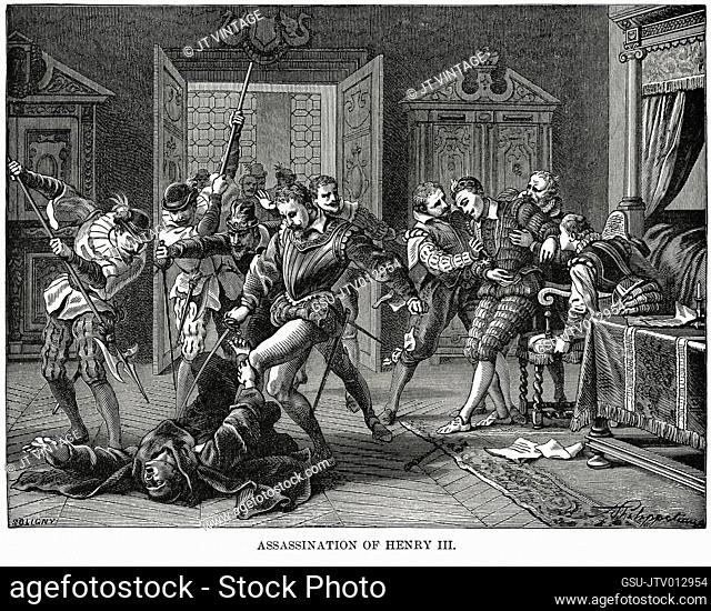 Assassination of Henry III, Illustration, Ridpath's History of the World, Volume III, by John Clark Ridpath, LL. D., Merrill & Baker Publishers, New York, 1897