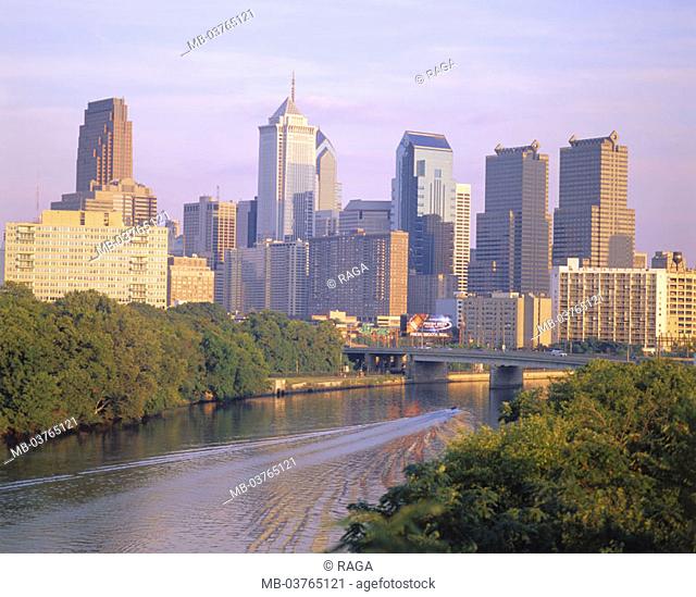 USA, Pennsylvania, Philadelphia,  view at the city, skyline,  North America,  United States of America, north-east America, city cityscape houses, skyscrapers