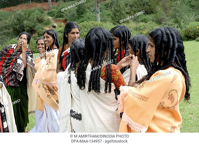 Toda women getting ready for the wedding ; Nilgiris ; Tamil Nadu ; India