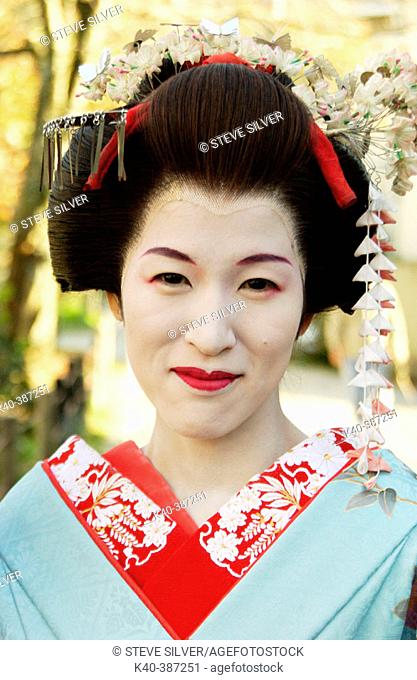Woman in traditional costume. Kyoto, Japan