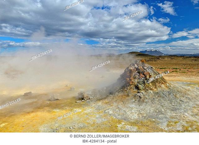 Steaming fumarole and solfatare, Hverarönd, Namafjall, Myvatn Region, Iceland