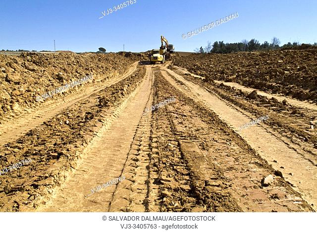 excavated terrain, location girona, catalonia, spain