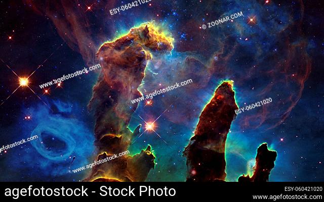 Space galaxy background with nebula, stardust and bright shining stars. Elements of this image furnished by NASA