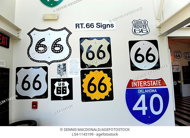 Road Signs in Route 66 Museum Clinton Oklahoma