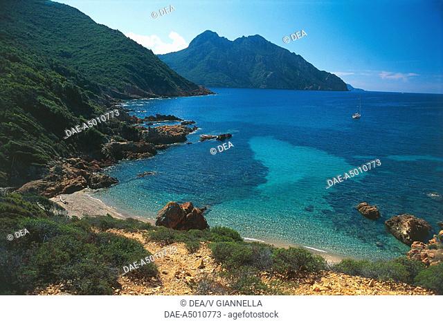 France - Corsica. Nature reserve Parc Naturel de la Corse. Gulf of Girolata (UNESCO World Heritage Site, 1983) and Cape Senino