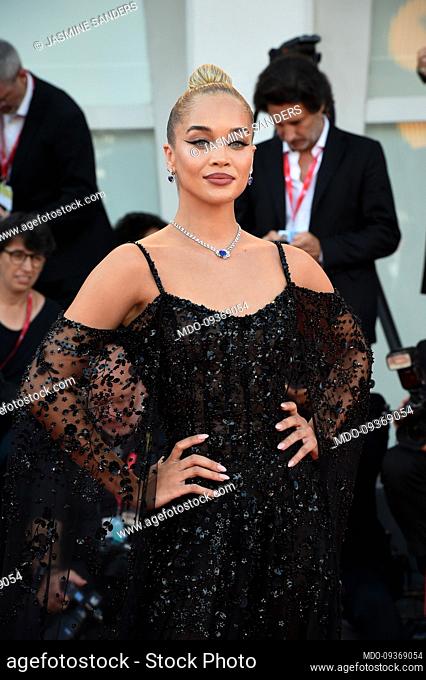 German american model Jasmine Sanders at the 79 Venice International Film Festival 2022. The son red carpet. Venice (Italy), September 8th, 2022