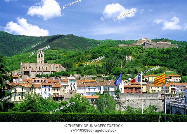 Prats de Mollo la Preste village and Lagarde fort (Vauban), Eastern Pyrenees, Languedoc-Roussillon, France