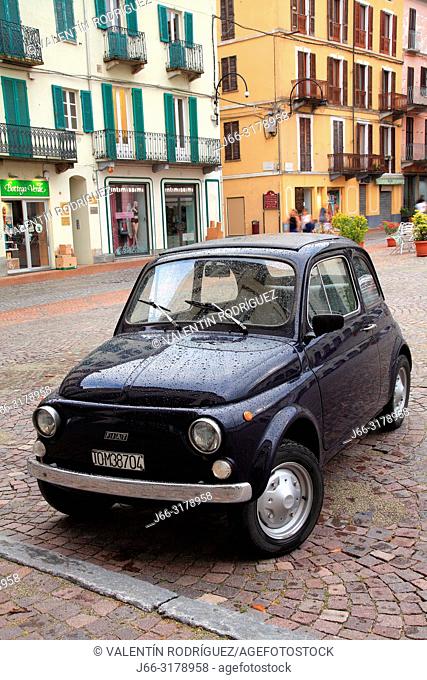 Fiat 500 in Piazza Ottinetti. Ivrea. Italy