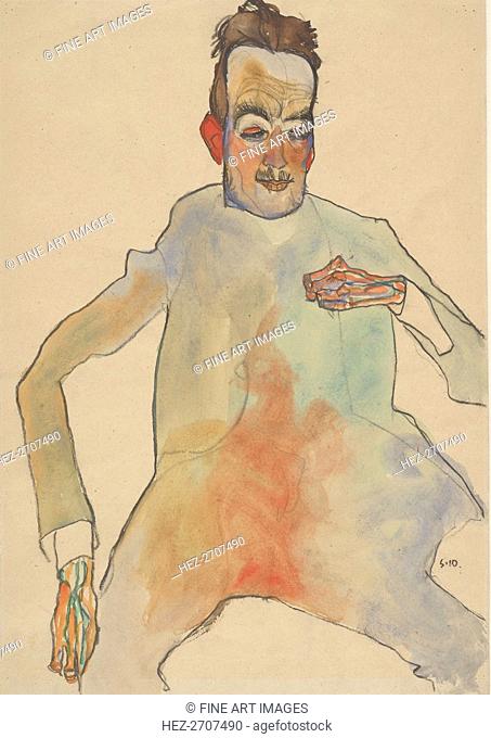 Cellist, 1910. Creator: Schiele, Egon (1890-1918)
