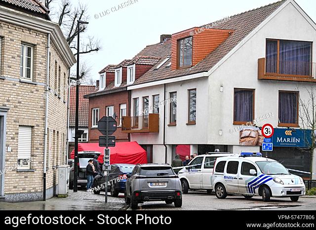 Illustration picture shows the scene of a suspicious death, in the center of Wechelderzande, Friday 23 December 2022. The body of a woman was discovered in one...