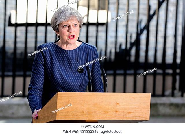 Prime Minister Theresa May calls a General Election for the United Kingdom, to be held on 8 June 2017, in Downing Street, London