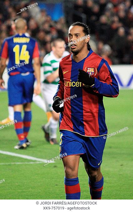 Ronaldinho, Brazilian footballer playing for FC Barcelona in the Spanish league