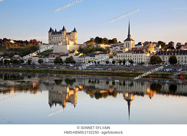 France, Maine et Loire, Loire Valley listed as World Heritage by UNESCO, Saumur, castle of Saumur along the Loire river