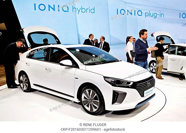 Hyundai Ioniq in hybrid, plug-in hybrid, and battery-electric variants were presented during the 86th International Motor Show in Geneva, on Tuesday, March 1st