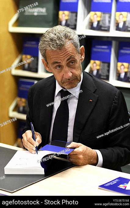 Former French president Nicolas Sarkozy signing of his book Promesses at a bookstore Lamartine in Neuilly sur Seine, France, 21 th september 2021