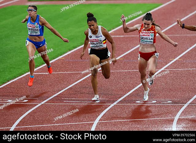 Belgian Delphine Nkansa pictured in action during the semi final of the women's 200m race on the eight day of the Athletics European Championships