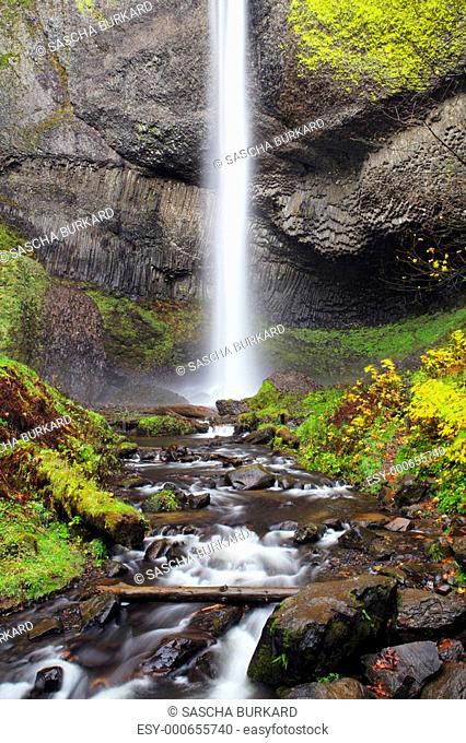 Waterfall in Oregon Autumn