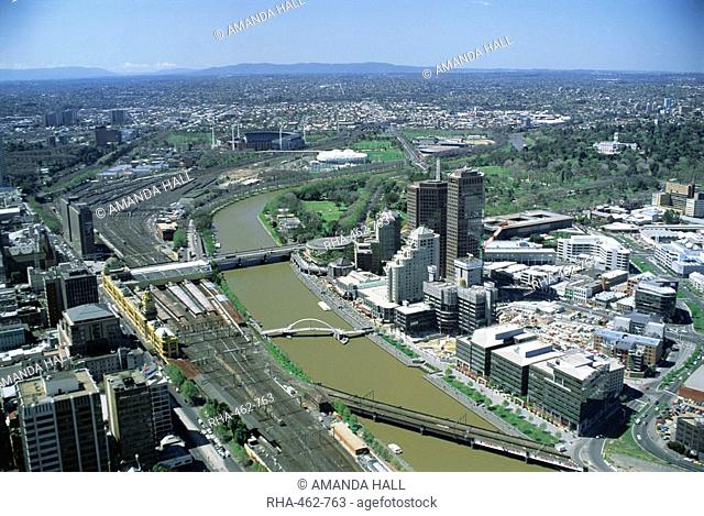 View over the city and Yarra River from the World Trade Centre, Melbourne, Victoria, Australia, Pacific