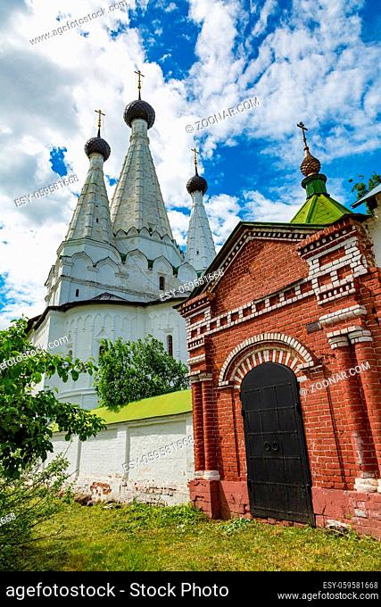 UGLICH, RUSSIA - JUNE 17, 2017: Exterior of the Church of the Assumption of the Blessed Virgin Mary. Architectural monument built in 1628