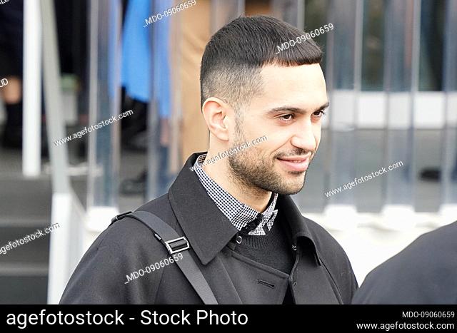 Italian singer Mahmood guest of the Prada fashion show on the third day of Milan Fashion Week Women's Fall Winter 2022-2023 Collection