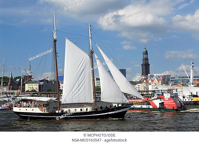 Abel Tasman Sailing ship at the harbor's birthday 2009 in Hamburg, Germany, Europe