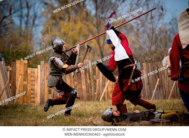 Bulgarian, Turkish, Czech, Hungarian and other countries amateur actors re-enact a scene from the battle of Polish King Wladyslaw III Warnenczyk against Ottoman...