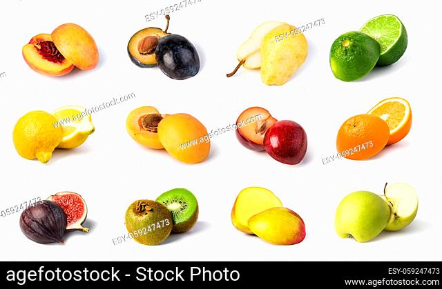 fruit set isolated on white background