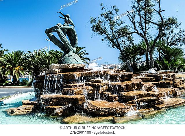 Fountain sculpture, Ceuta, autonomous city, Spain, North Africa, Moroccan coastline