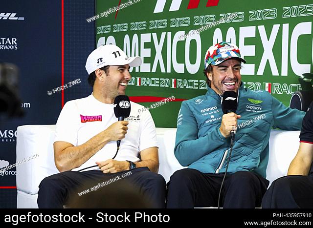 #11 Sergio Perez (MEX, Oracle Red Bull Racing), #14 Fernando Alonso (ESP, Aston Martin Aramco Cognizant F1 Team), F1 Grand Prix of Mexico at Autodromo Hermanos...