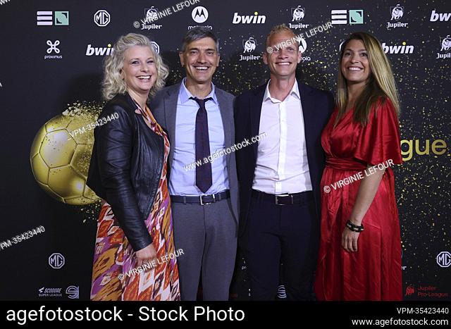 Union's head coach Felice Mazzu and Union's assistant coach Karel Geraerts and thier wives pictured during the Pro League Awards 2022