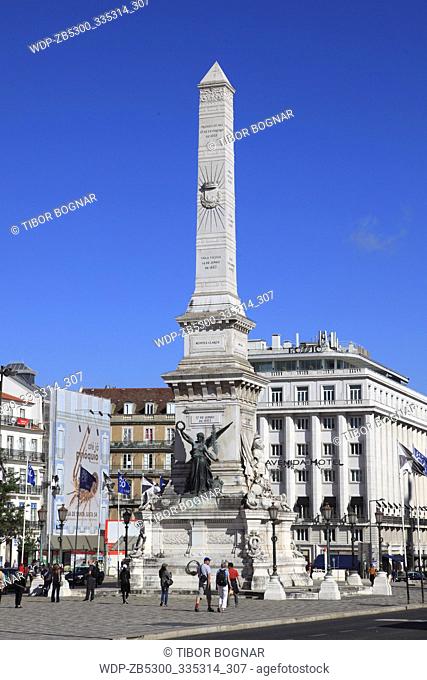 Portugal, Lisbon, Baixa, Praca dos Restauradores, Obelisk