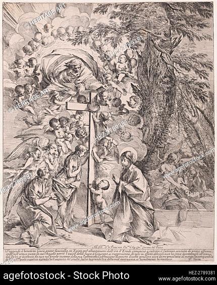 The dream of St Joseph, who is sleeping at the right, the Virgin and Child by a cro.., ca. 1635-37. Creator: Pietro Testa