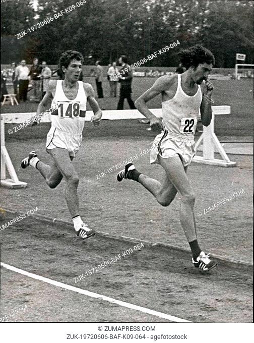 Jun. 06, 1972 - Dave Bedford Collect His Sixth British National Record In Belgium: Britain's Dave Bedford, on a dusty cinder track in the University of Louvain...