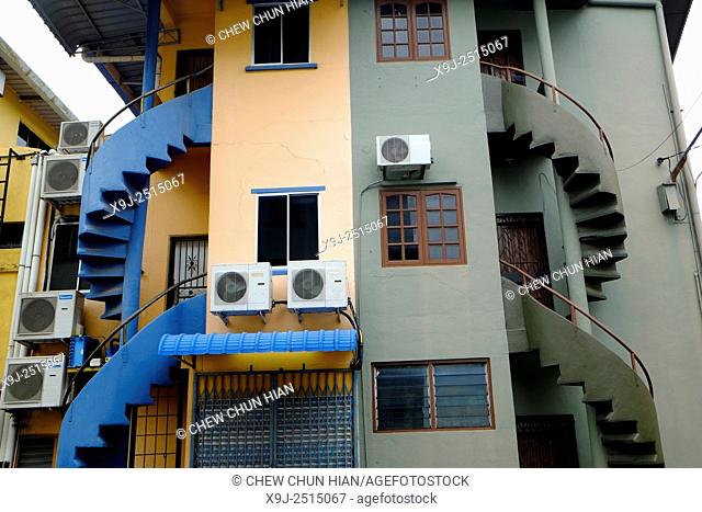 Cityscape, Twin Spiral Staircases, Padungan street, kuching, sarawak, malaysia, borneo