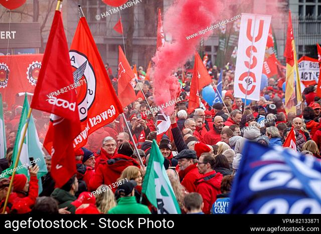 Illustration picture shows a demonstration against the European Union's plans to reintroduce austerity, in Brussels, Tuesday 12 December 2023