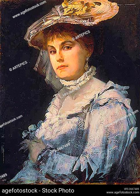 Makart Hans - Portrait of His First Wife Amalie - Austrian School - 19th Century