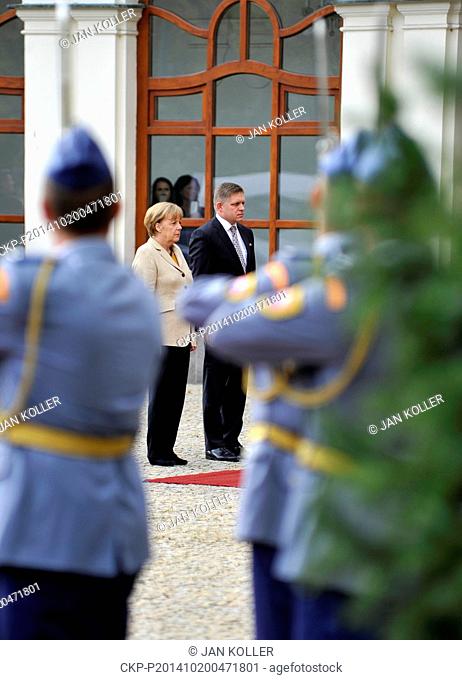 Chancellor of Germany Angela Merkel meets Slovak Prime Minister Robert Fico at the Office of the Government Bratislava, Slovakia, October 20, 2014