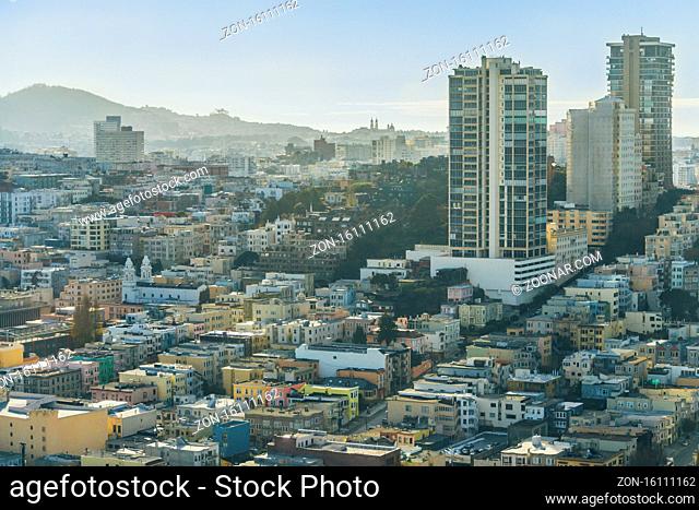 San Francisco residential skyline and cityscape with mountains in the background