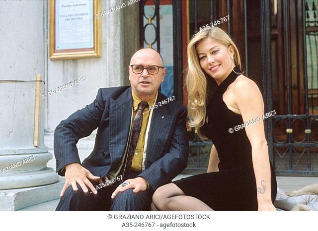 Sylvano Bussotti and Moana Pozzi in front of La Fenice Theatre. Venice