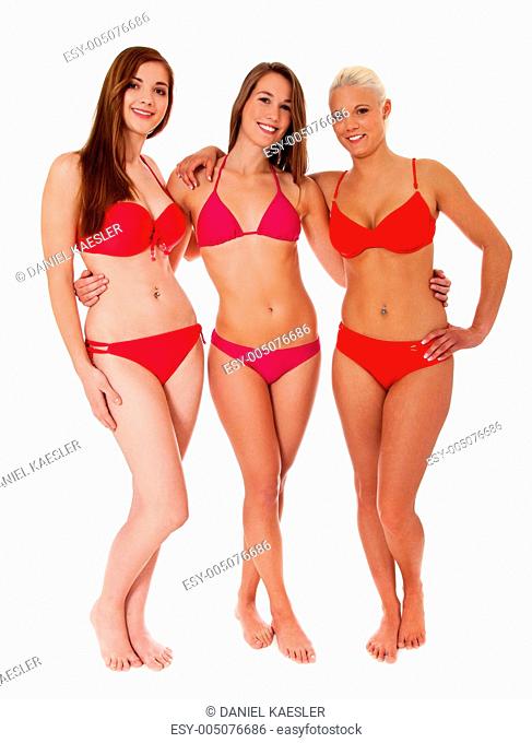 Three beautiful young women in bikini
