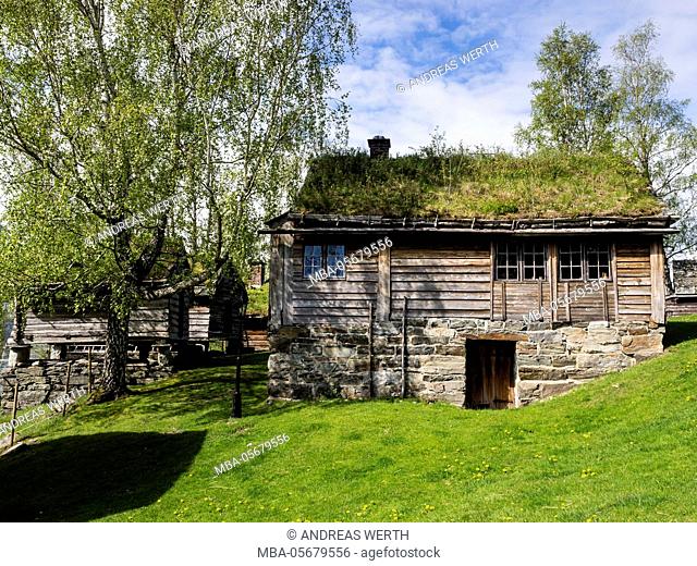 Skredhaugen open air museum, historical farm buildings, Lofthus, Hardangerfjord, Hardanger, Norway