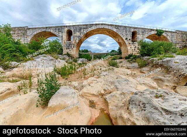 The Julien bridge, Roman bridge over the Calavon river. Roman bridge in the Luberon located on the Via Domitia