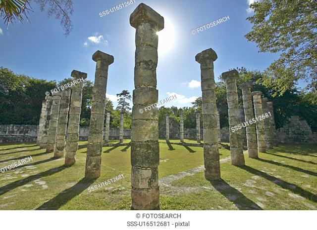 Columns at Chichen Itza, Mayan Ruins