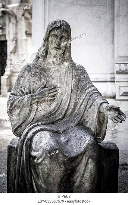 jesus christ statue in the cemetery