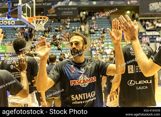 october 4th, 2023. Fontes do Sar Stadium the ACB basket leage Monbus Obradoiro team players enter the court
