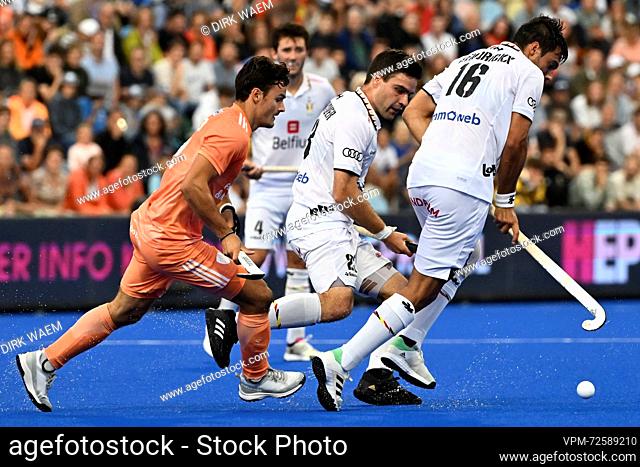 Belgium's Alexander Hendrickx pictured in action during a hockey game between Belgian national men's hockey team Red Lions and the Netherlands