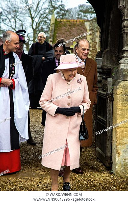 Queen Elizabeth II visits West Newton Church on the Sandringham Estate Featuring: Queen Elizabeth II, Prince Phillip Where: Kings Lynn