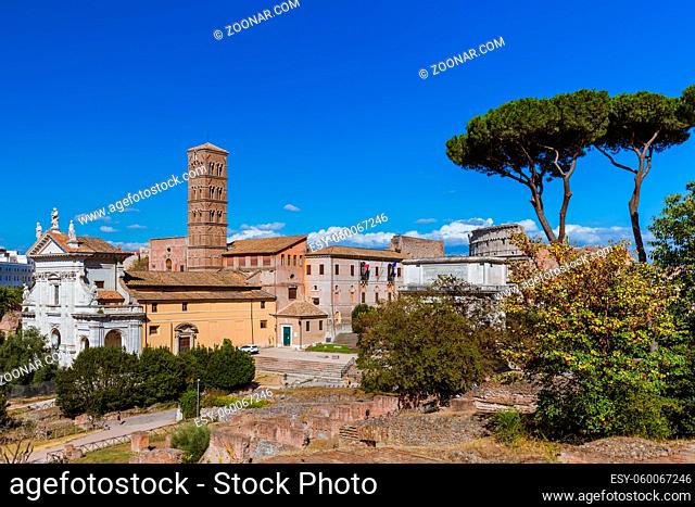 Roman ruins in Rome Italy - architecture background