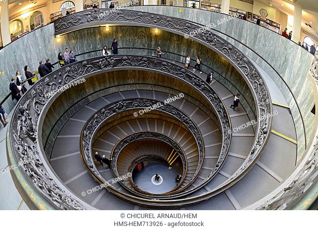 Italy, Lazio, Rome, Vatican city listed as World Heritage by UNESCO, Vatican museums, the spiral stairway by Giuseppe Momo