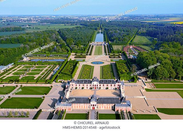 France, Eure, Le Neubourg, the castle and the gardens of Champ de Bataille properties of the designer Jacques Garcia (aerial view)